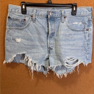 Levi's Light Blue Distressed Jean Shorts